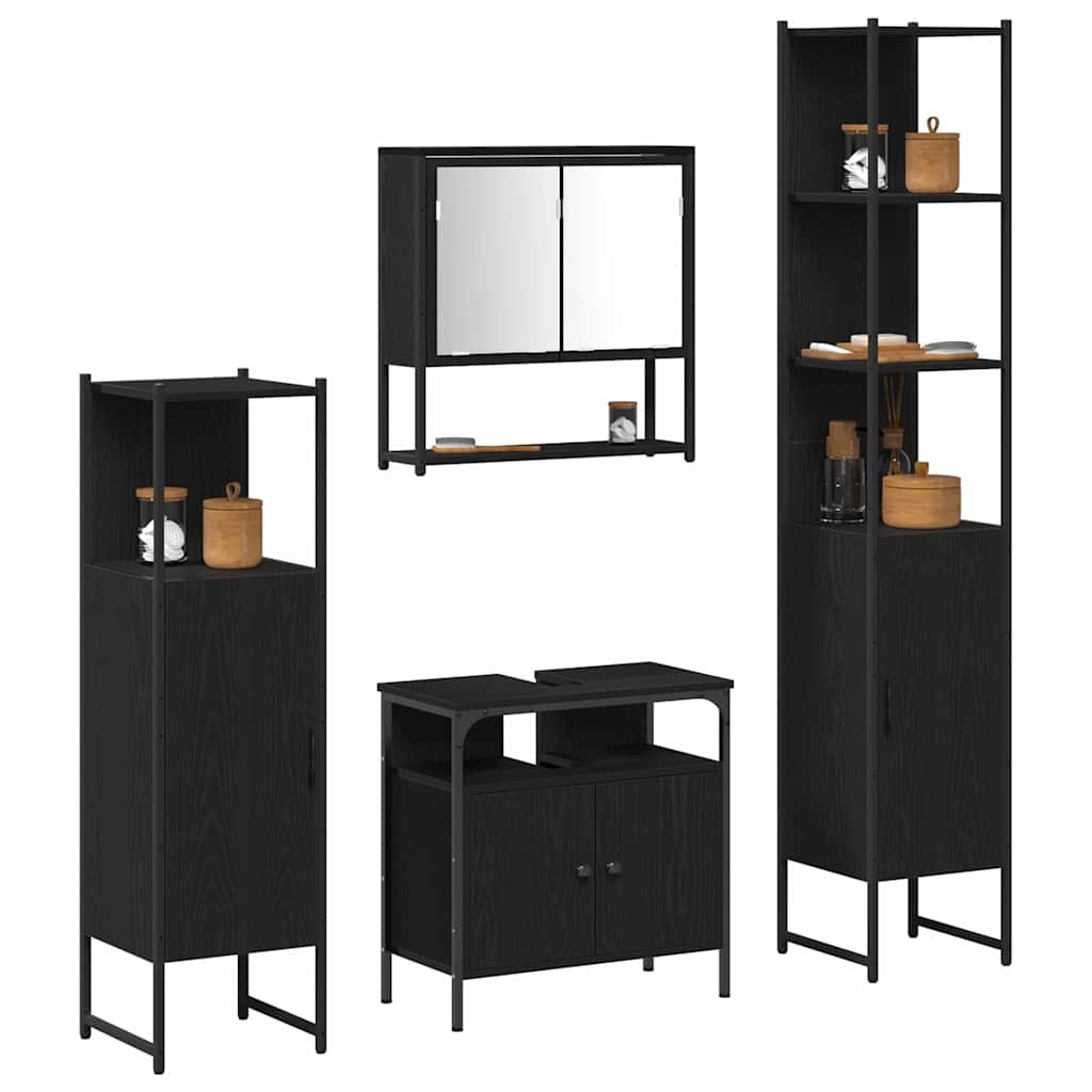 Bathroom Furniture Set 4 pcs Black oak 33 x 33 x 185.5 cm